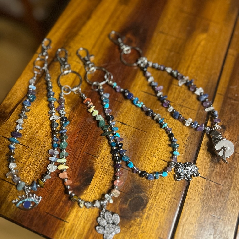 Custom Natal Element/Chakra Gemstone Keychain with Charm(s)